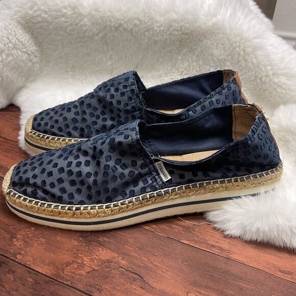 JOY & MARIO Shoes - JOY&MARIO Women’s Navy Dotted Slip-On Espadrille Loafers‎ Size 8